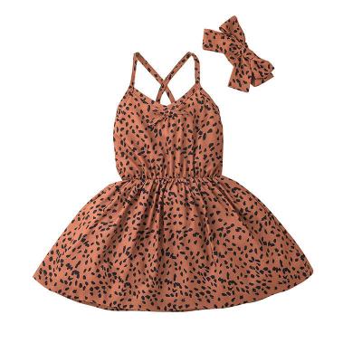 China Sale High Quality Anti-wrinkle Fashion Top Kids Leopard Babies Sleeveless Dresses for sale