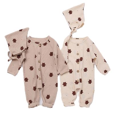 China Cozy 2022 baby clothes spring knit baby romper waffle printed newborn infant rompers baby clothes romper for sale