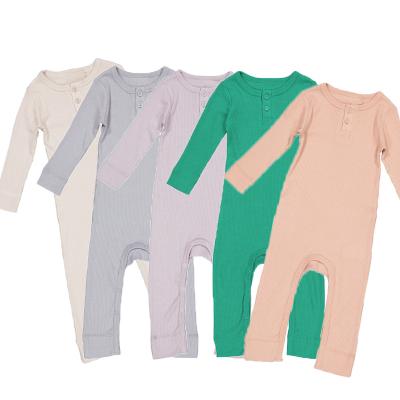 China Cozy baby clothes wholesale baby romper plain color fall where ribbed knitted one piece rompers babies jumpsuits for sale