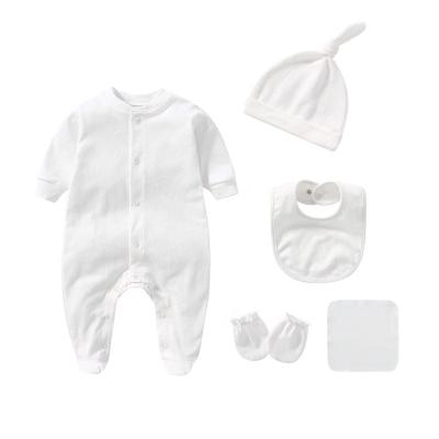 China Cozy baby clothes 100%cotton 2022 fashion baby clothes newborn baby romper set plain white newborn unisex for sale