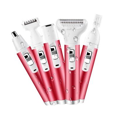 China Factory Outdoor Wholesale 5 in 1 Adjustment Kit USB Electric Lady Shaver Underarm Eyebrow Sniff Hair Epilator for sale