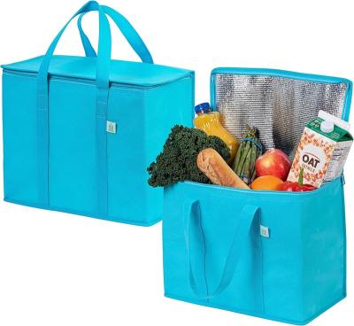 China OEM Eco-friendly Handled Jumbo Insulated Shopping Bag Food Cooler Termal Bag Customized Durable Non Woven Insulated Tote Cooler Bag for sale