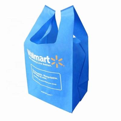 China Promotional w handled cut bag custom wholesale non woven supermarket vest bag w cut non woven bags for sale