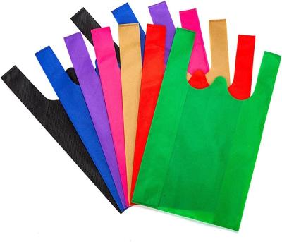 China Reusable Nonwoven Bag Handled With New Print Logo Polypropylene Cut Bags Ecobag T-shirt Nonwoven Nonwoven Vest Carry Shopping Bag for sale