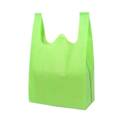 China Wholesale Custom Non Woven Shopping Promotional Non Woven Bag Handled Reusable Supermarket Vest Bag T-shirt PP Eco W Cut Bag for sale