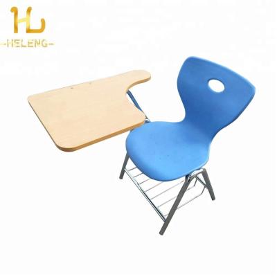 China Powder Paint Modern Best Price School Furniture Plastic School Chair With Notepad for sale