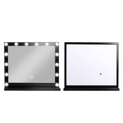 China Cheap Wholesale Makeup Lighted Lamps Dimmable Hollywood Mirror Dressing Table With 14 Bulb Lights for sale