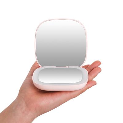 China Travel Makeup Lighted Mirror with Lights - Rechargeable Portable Dimmable LED Lighted Folding Mirror Lighted Mirror for sale