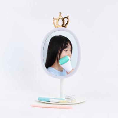 China Fashion Design Detachable Crown LED Lighted Style Dimming Cute Hot Selling Desktop Makeup Mirror for sale