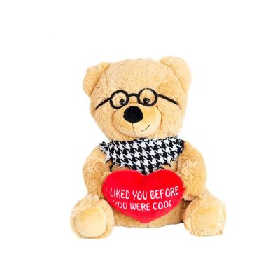 China Eco-friendly Hot Selling Stuffed Plush Toys Bear Brown Girls Valentines Red Heart Teddy Bear for sale