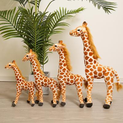 China Custom Made Eco-friendly Soft Kid Giraffe Logo PP Cotton Giraffe Cute Simulation Giraffe Plush Animal Stuffed Toys for sale