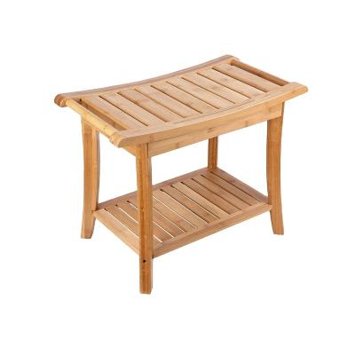 China EB Eco-friendly Corner For Bathroom 2-Tier Shower Chair Bamboo Wood Adjustable Bath Stool Anti-Slip Bench With CE Certificate for sale