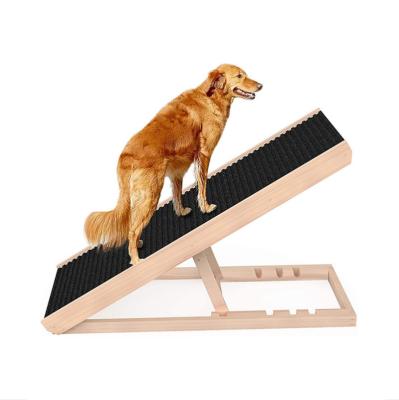 China Foldable Dogs Amazon Dog Ladder With Non-Slip Adjustable Pet Ramp Mat Wooden Dog Ramp for sale