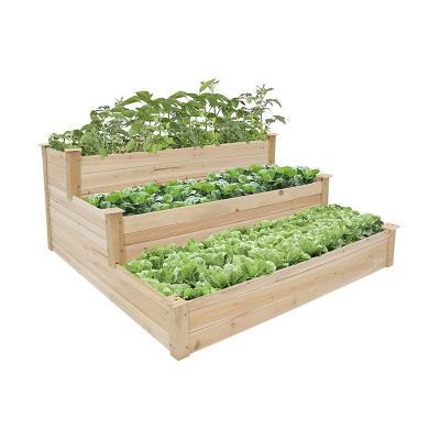 China Modern Wholesale Outdoor Garden 3 Tiers Outdoor Plant Box Garden Bed For Vegetable Raised Garden Bed for sale