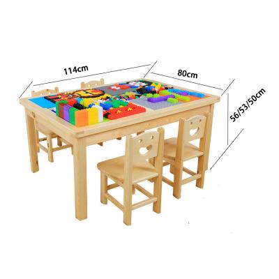 China Multifunctional Table Children study and play wooden lego table kids tables with chairs kids table part for sale