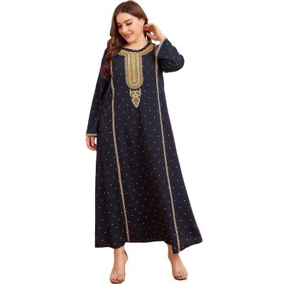 China Round Neck Spandex HC Long Sleeve Islamic Abaya Solid Color Long Sleeve Muslim Dress For Women for sale