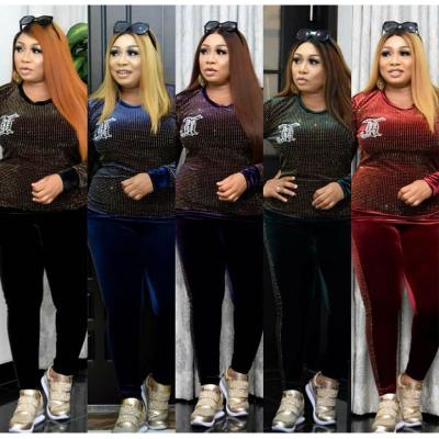 China 2021 fashion two pieces women tracksuit washable high quality comfortable sports for equipment fabrics for autumn clothes for sale