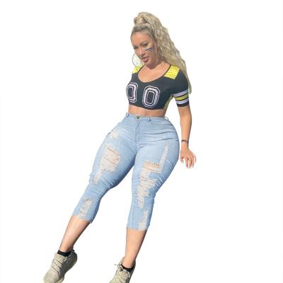 China Custom Wholesale Women Clothes QUICK DRY Plus Size Ripped Jeans Friend China Streetwear Pants Lightweight Cotton for sale