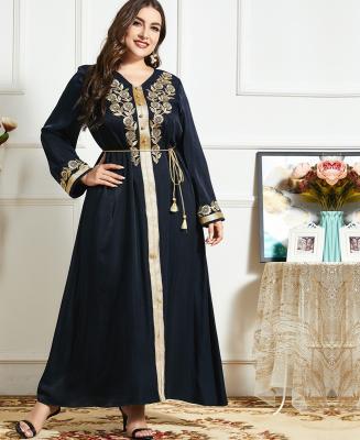 China 2021 Wholesale 2021 Washable HC Long Sleeve Fashion Embroidered Islamic Clothing Embroidered Muslim Abaya Dresses Women for sale