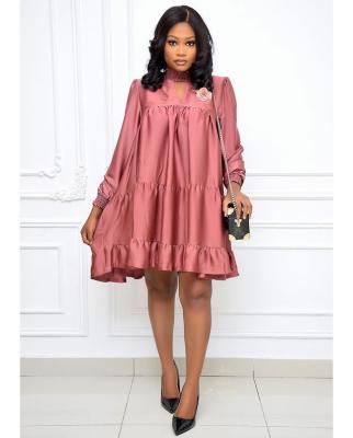 China HC Washable New Fashion Cake Dress Wholesale Africa and Turkey Layer Long Sleeve Knee Length Loose Women's Dress for sale