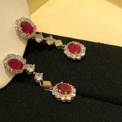 China New Romantic Style 925 Sterling Silver Color Matching Earrings Luxury Female Earrings for sale