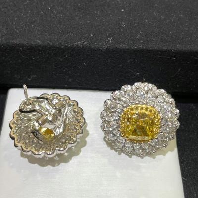 China New CLASSIC S925 Sterling Silver Synthetic Female Yellow Zircon Stud Earrings for sale