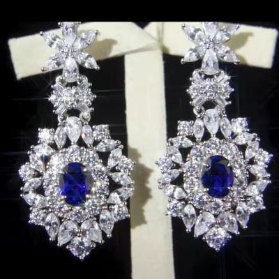 China New CLASSIC S925 Sterling Silver Synthetic Sapphire Flower Yellow Zircon Stud Earrings for sale