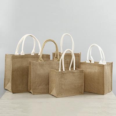 China Wholesale Eco Friendly Handled Jute Bag OEM Customized Printing Tote Bag With Inner Lamination for sale