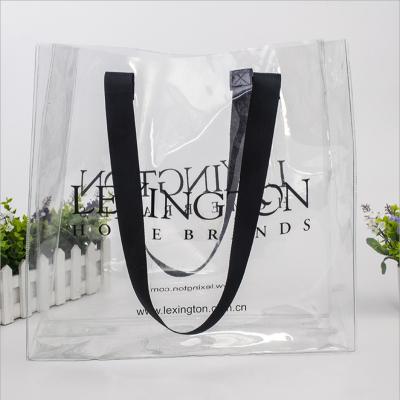 China High Quality Handled Custom Design Clear PVC Tote Bags Extra Large Clear Shopping Bag Fashion for sale