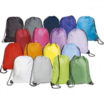 China Promotional Custom Drawstring Backpack Footprint 190T 210D Polyester Drawstring Backpack Bag Sports Bags Recycled Waterproof Polyester Drawstring Bag for sale