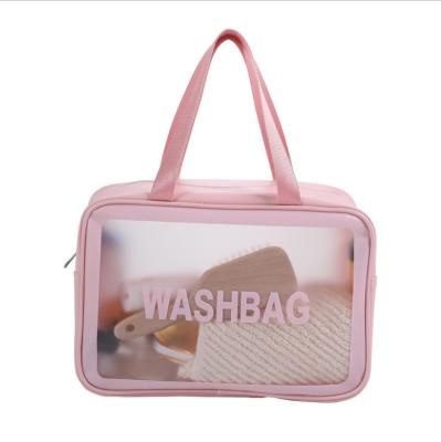 China Fashion Custom Design Printed Large Frosted PVC Wash Makeup Bag Cosmetic Bag for sale