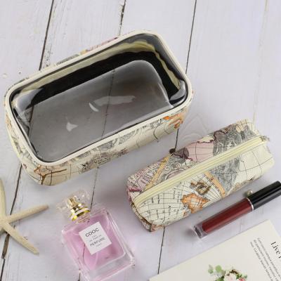 China Fashion Women PVC Clear Custom Cosmetic Bag Travel Zipper Makeup Bag Plastic Transparent PU Leather for sale