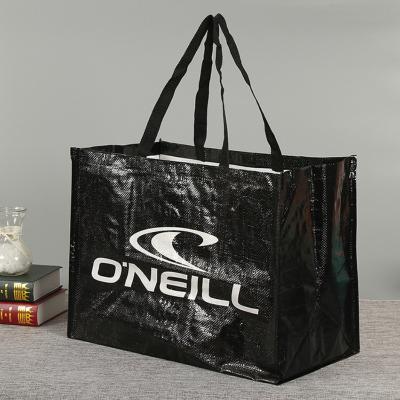 China Customized Promotional Recyclable Polypropylene Handled PP Laminated Tote Shopping Carry Bag Recyclable PP Woven Laminated Shopping Bag for sale