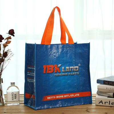 China Promotional PP Woven Custom Shopping Bags Handled Logo Printed Cheap Reusable Customized Recycled PP Woven Bag For Shopping for sale