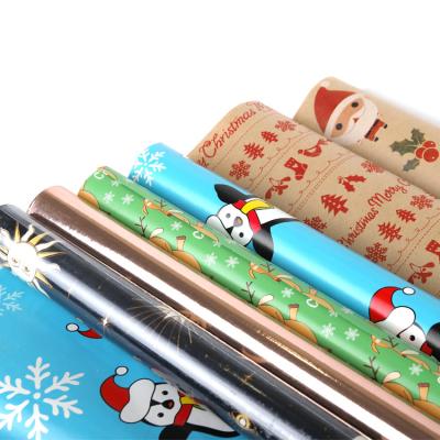 China Gift & Custom Craft Chengruo Christmas Printed Eco Friendly Waterproof Wrapping Gift Wrapping Paper Roll For Packaging for sale