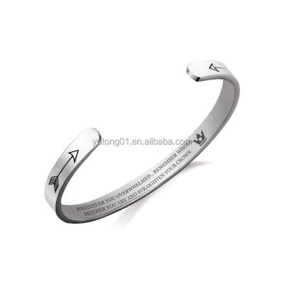 China Lovers Bracelet C-shaped Open Arrow Lettering Couples Titanium Steel Bracelet Waterproof Sweatproof Bracelet for sale