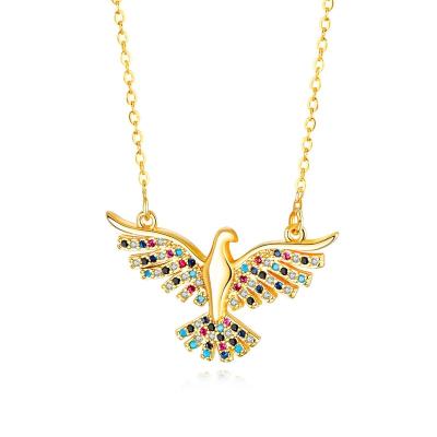 China Eagle Pendant Necklace Gold Color CLASSIC Diamond Necklace for women personality fashion pendant jewelry for sale