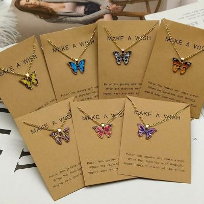 China Gold Plated Butterfly Choker Necklace Two Tone Pendant CLASSIC Retro Fashion Butterfly Necklace for sale