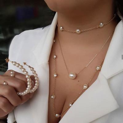 China Necklace Fashion Clavicle Chain Female Multilayer Lady Jewelry New Casual/Sporty Wild Pearl Necklace for sale