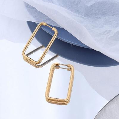 China FASHIONABLE Women Prevent Allergy Exaggerate Large Square Hoop Earrings 18K Gold Stainless Steel Circle Earring for sale