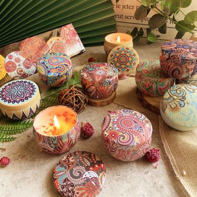 China Portable Tin Scented Candles 4 Pack Gift For Women Soy Wax With Dry Flowers for sale