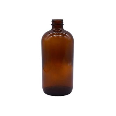 China Amber 16 Oz Boston Round Bottles for sale