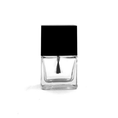 China Black Square Brush 12ml Rectangle Empty Nail Polish Bottles for sale