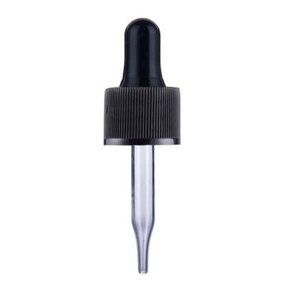 China Ribbed Black Plastic 24mm 410mm Dropper Bottle Tops for sale