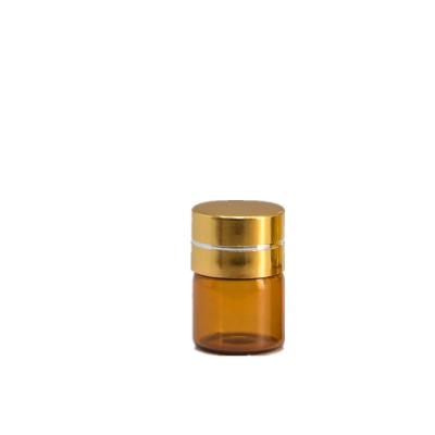 China 1ml 2ml 3ml 5ml Amber Essential Oil Bottles With Metal Cap for sale