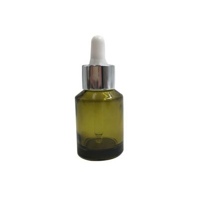 China Essential Oil Serum Bottle Luxury Empty 30ml Glass Bottle Dropper With Shiny Silver Color for sale