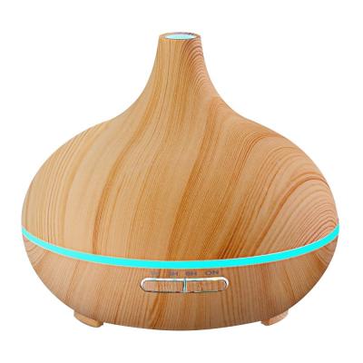 China Popular decorative 300ml 7 Led Color Cool Mist Wood Grain Oil Diffuser for sale