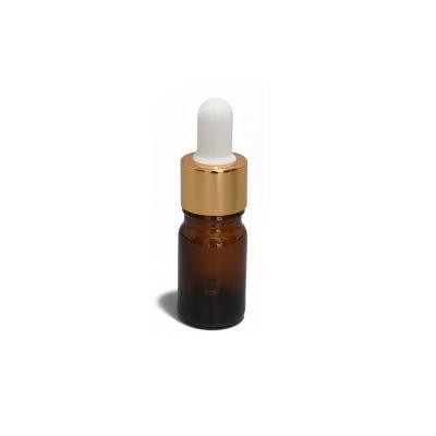 China 5ml Amber Essential Oil Bottle With Golde Dropper Cap for sale