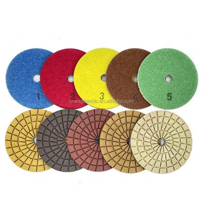 China Granite Best Quality 4 Inch 100mm Step 5 Diamond Floor Polishing Pads For Stone Edge Polishing for sale