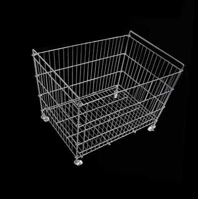 China Suitable For Outdoors Hot Selling Wire Mesh Container Foldable Metal Warehouse Storage Cage With Wheels for sale